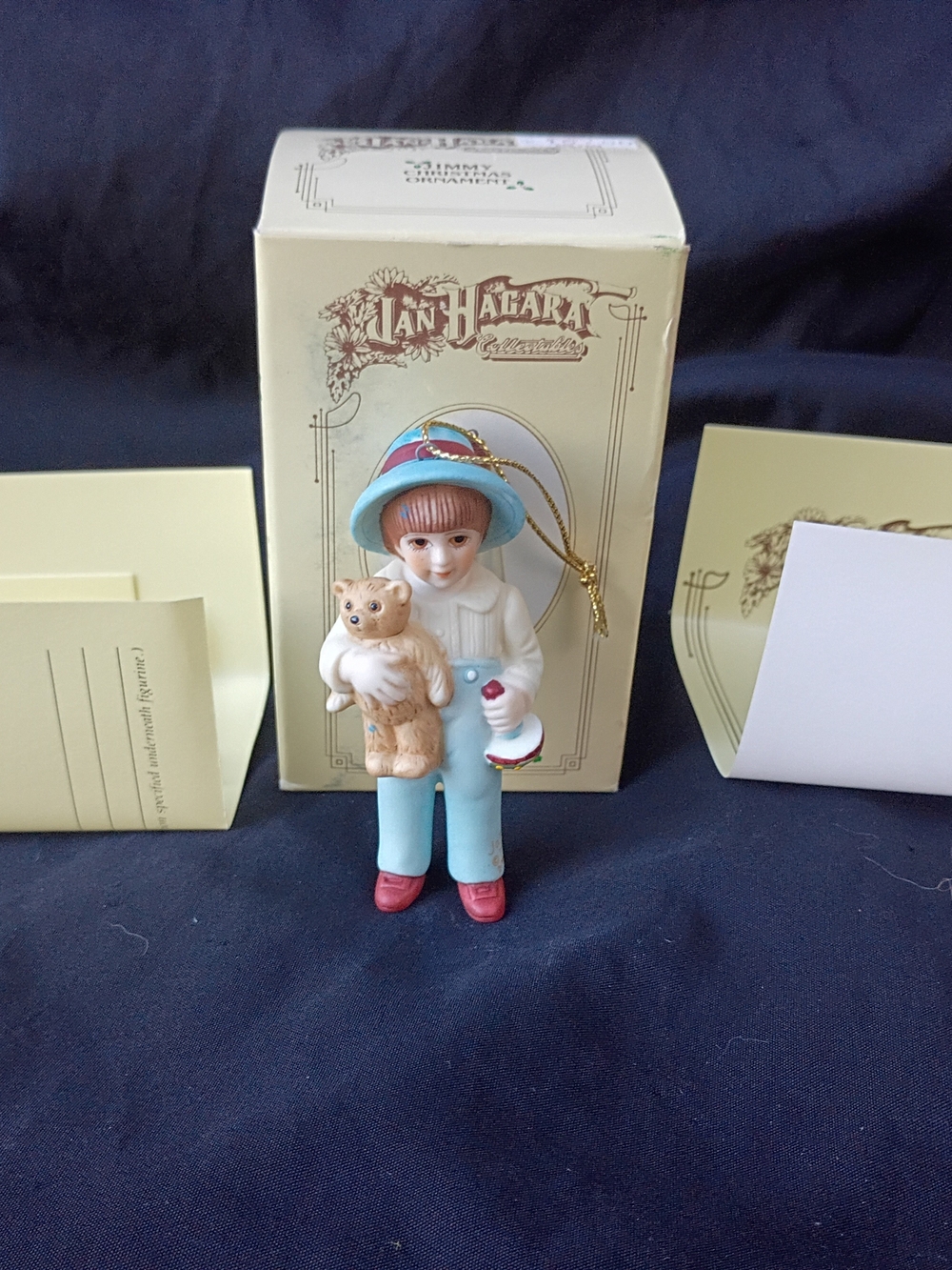 Vtg Christmas Ornament Jimmy Bell Jan Hagara w Box Cert of Auth